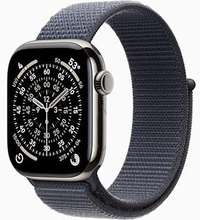 Apple Watch Series 11 [GPS + Cellular, 42mm] Natural Titanium Case with Anchor Blue Sport Loop Band, One Size (Renewed)