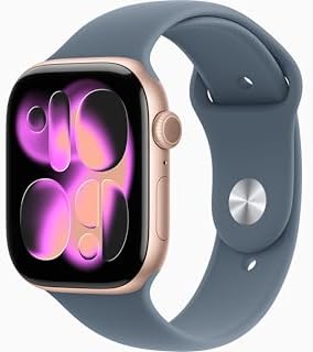 Apple Watch Series 11 [GPS + Cellular, 46mm] Rose Gold Aluminum Case with Anchor Blue Sport Band, M/L (Renewed)