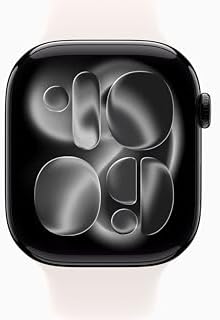 Apple Watch Series 11 [GPS + Cellular, 46mm] Jet Black Aluminum Case with Light Blush Sport Band, S/M (Renewed)