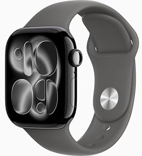 Apple Watch Series 11 [GPS + Cellular, 42mm] Jet Black Aluminum Case with Stone Gray Sport Band, M/L (Renewed)