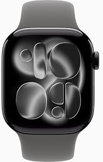 Apple Watch Series 11 [GPS + Cellular, 42mm] Jet Black Aluminum Case with Stone Gray Sport Band, M/L (Renewed)