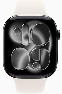 Apple Watch Series 11 [GPS + Cellular, 46mm] Jet Black Aluminum Case with Starlight Sport Band, S/M (Renewed)