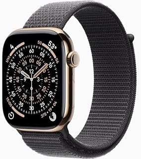 Apple Watch Series 11 [GPS + Cellular, 46mm] Gold Titanium Case with Dark Gray Sport Loop Band, One Size (Renewed)