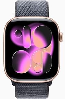 Apple Watch Series 11 [GPS + Cellular, 46mm] Rose Gold Aluminum Case with Anchor Blue Sport Loop Band, One Size (Renewed)
