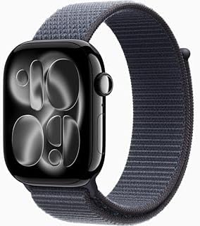 Apple Watch Series 11 [GPS + Cellular, 46mm] Jet Black Aluminum Case with Anchor Blue Sport Loop Band, One Size (Renewed)
