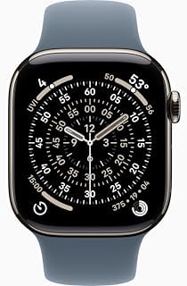 Apple Watch Series 11 [GPS + Cellular, 42mm] Natural Titanium Case with Anchor Blue Sport Band, S/M (Renewed)