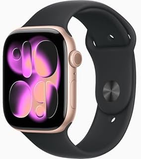 Apple Watch Series 11 [GPS + Cellular, 46mm] Rose Gold Aluminum Case with Black Sport Band, S/M (Renewed)