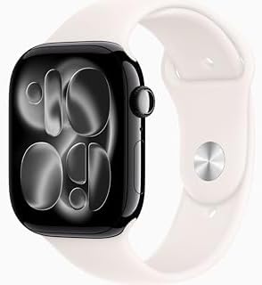 Apple Watch Series 11 [GPS + Cellular, 46mm] Jet Black Aluminum Case with Light Blush Sport Band, M/L (Renewed)