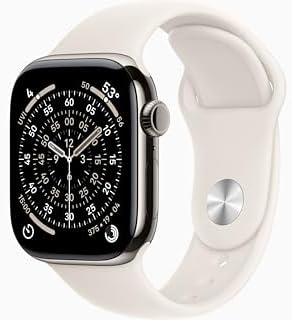 Apple Watch Series 11 [GPS + Cellular, 42mm] Natural Titanium Case with Starligh...