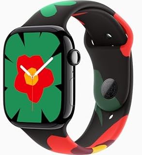Apple Watch Series 11 [GPS + Cellular, 46mm] Jet Black Aluminum Case with Black Unity - Unity Bloom Sport Band, S/M (Renewed)