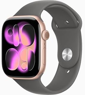 Apple Watch Series 11 [GPS + Cellular, 46mm] Rose Gold Aluminum Case with Stone Gray Sport Band, S/M (Renewed)