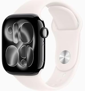 Apple Watch Series 11 [GPS + Cellular, 42mm] Jet Black Aluminum Case with Light Blush Sport Band, S/M (Renewed)