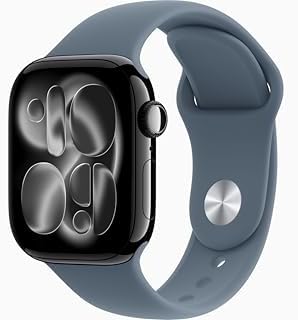 Apple Watch Series 11 [GPS + Cellular, 42mm] Jet Black Aluminum Case with Anchor Blue Sport Band, M/L (Renewed)