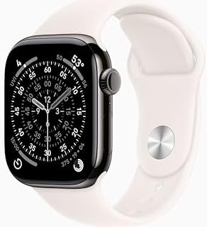 Apple Watch Series 11 [GPS + Cellular, 42mm] Slate Titanium Case with Light Blus...