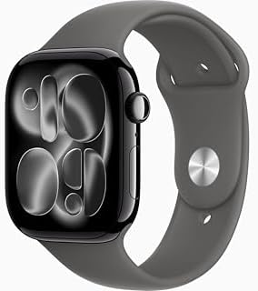Apple Watch Series 11 [GPS, 46mm] Jet Black Aluminum Case with Stone Gray Sport Band, M/L (Renewed)