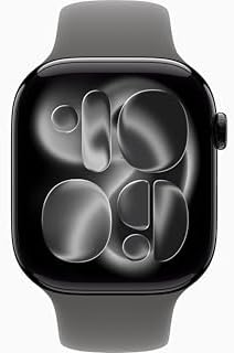 Apple Watch Series 11 [GPS, 46mm] Jet Black Aluminum Case with Stone Gray Sport Band, M/L (Renewed)
