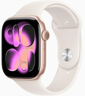 Apple Watch Series 11 [GPS + Cellular, 46mm] Rose Gold Aluminum Case with Starlight Sport Band, S/M (Renewed)
