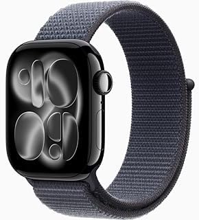 Apple Watch Series 11 [GPS + Cellular, 42mm] Jet Black Aluminum Case with Anchor Blue Sport Loop Band, One Size (Renewed)
