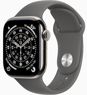 Apple Watch Series 11 [GPS + Cellular, 42mm] Natural Titanium Case with Stone Gr...