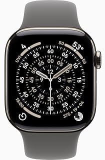 Apple Watch Series 11 [GPS + Cellular, 42mm] Natural Titanium Case with Stone Gray Sport Band, M/L (Renewed)