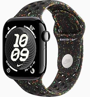 Apple Watch Series 11 [GPS + Cellular, 42mm] Jet Black Aluminum Case with Midnight Black Nike Sport Band, S/M (Renewed)