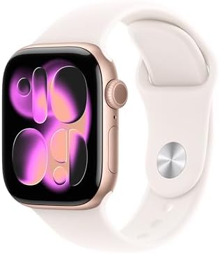 Apple Watch Series 11 [GPS 42mm] Smartwatch with Rose Gold Aluminum Case with Light Blush Sport Band - S/M., Fitness Tracker, Water Resistant (Renewed)