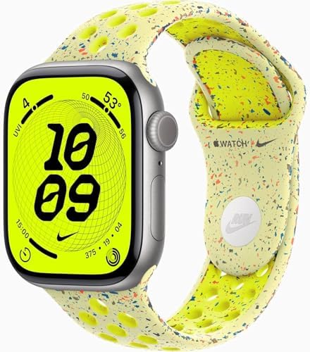 Apple Watch Series 11 [GPS + Cellular, 42mm] Space Gray Aluminum Case with Volt Splash Nike Sport Band, S/M (Renewed)