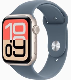 Apple Watch SE 3 [GPS + Cellular, 44mm] Starlight Aluminum Case with Anchor Blue Sport Band, S/M (Renewed)