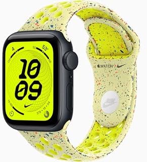 Apple Watch SE 3 [GPS + Cellular, 40mm] Midnight Aluminum Case with Volt Splash Nike Sport Band, M/L (Renewed)