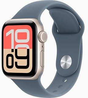 Apple Watch SE 3 [GPS + Cellular, 40mm] Starlight Aluminum Case with Anchor Blue Sport Band, S/M (Renewed)