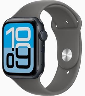 Apple Watch SE 3 [GPS + Cellular, 44mm] Midnight Aluminum Case with Stone Gray Sport Band, S/M (Renewed)