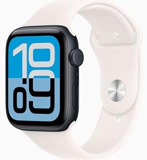 Apple Watch SE 3 [GPS + Cellular, 44mm] Midnight Aluminum Case with Light Blush Sport Band, S/M (Renewed)