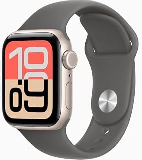 Apple Watch SE 3 [GPS + Cellular, 40mm] Starlight Aluminum Case with Stone Gray Sport Band, S/M (Renewed)