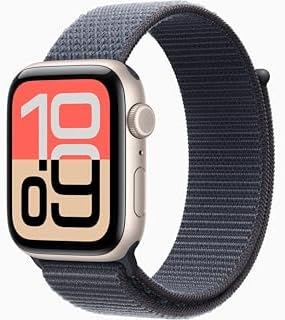 Apple Watch SE 3 [GPS + Cellular, 44mm] Starlight Aluminum Case with Anchor Blue Sport Loop Band, One Size (Renewed)