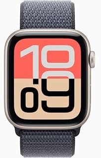 Apple Watch SE 3 [GPS + Cellular, 44mm] Starlight Aluminum Case with Anchor Blue Sport Loop Band, One Size (Renewed)