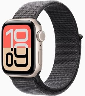 Apple Watch SE 3 [GPS + Cellular, 40mm] Starlight Aluminum Case with Dark Gray Sport Loop Band, One Size (Renewed)