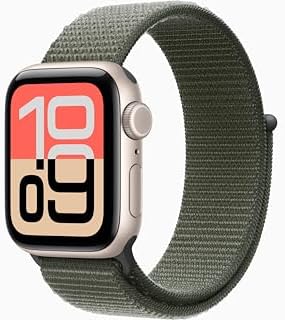 Apple Watch SE 3 [GPS + Cellular, 40mm] Starlight Aluminum Case with Forest Sport Loop Band, One Size (Renewed)