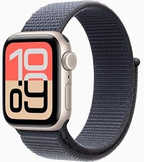 Apple Watch SE 3 [GPS + Cellular, 40mm] Starlight Aluminum Case with Anchor Blue Sport Loop Band, One Size (Renewed)