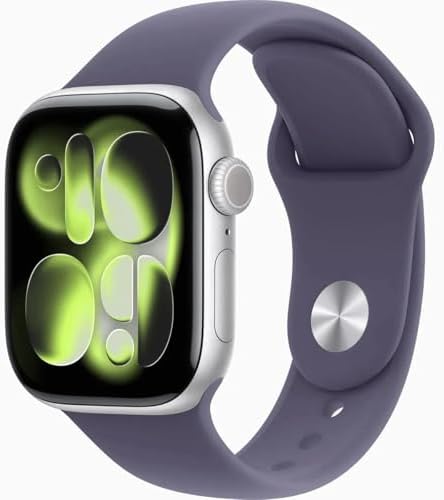 Apple Watch Series 11 [GPS, 46mm] Silver Aluminum Case with Purple Fog Sport Ban...