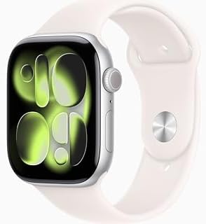 Apple Watch Series 11 [GPS, 46mm] Silver Aluminum Case with Light Blush Sport Band, S/M (Renewed)