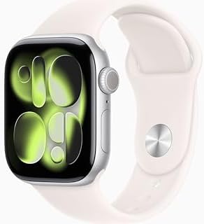 Apple Watch Series 11 [GPS, 42mm] Silver Aluminum Case with Light Blush Sport Band, S/M (Renewed)