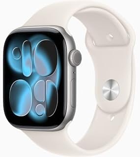 Apple Watch Series 11 [GPS + Cellular, 46mm] Space Gray Aluminum Case with Starlight Sport Band, M/L (Renewed)