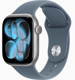Apple Watch Series 11 [GPS + Cellular, 42mm] Space Gray Aluminum Case with Anchor Blue Sport Band, M/L (Renewed)