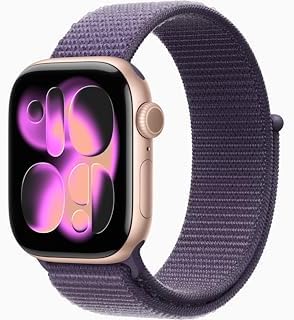 Apple Watch Series 11 [GPS + Cellular, 42mm] Rose Gold Aluminum Case with Purple Fog Sport Loop Band, One Size (Renewed)