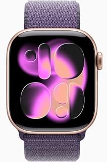 Apple Watch Series 11 [GPS + Cellular, 42mm] Rose Gold Aluminum Case with Purple Fog Sport Loop Band, One Size (Renewed)