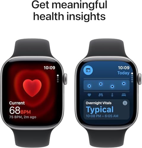 Apple Watch Series 11 [GPS, 46mm] Space Gray Aluminum Case with Black Sport Band, M/L (Renewed)