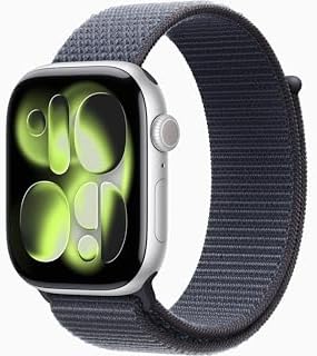 Apple Watch Series 11 [GPS, 46mm] Silver Aluminum Case with Anchor Blue Sport Loop Band, One Size (Renewed)