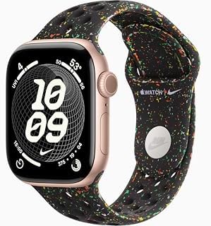 Apple Watch Series 11 [GPS + Cellular, 42mm] Rose Gold Aluminum Case with Midnight Black Nike Sport Band, S/M (Renewed)