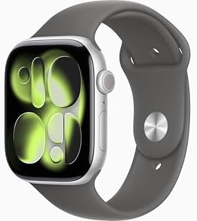 Apple Watch Series 11 [GPS, 46mm] Silver Aluminum Case with Stone Gray Sport Band, M/L (Renewed)