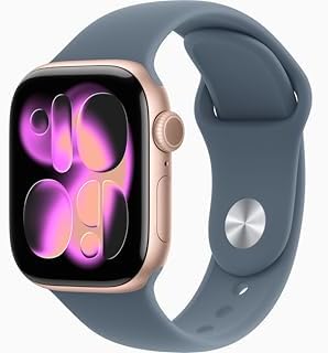 Apple Watch Series 11 [GPS + Cellular, 42mm] Rose Gold Aluminum Case with Anchor Blue Sport Band, S/M (Renewed)
